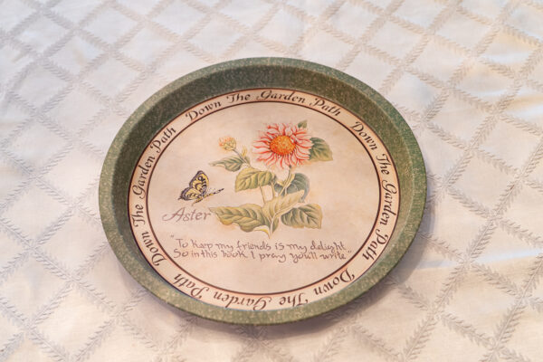 Down the Garden Path Decorative Tin Plate – Aster Flower & Butterfly