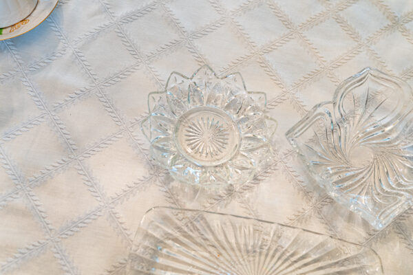 Set of 3 Vintage Glass Serving Bowls – Flower & Swirl Designs - Image 3