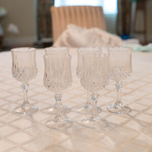 Set of 6 Crystal-Style Stemmed Glasses – 2.75” Diameter