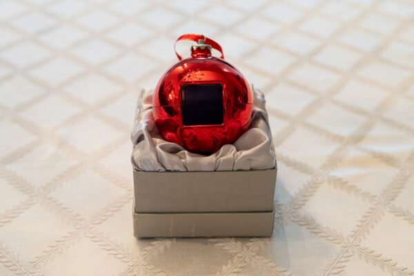 Red Photo Display Christmas Ornament – Keepsake Hanging Bulb - Image 3