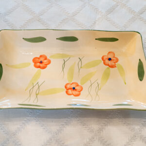 Hand-Painted Ceramic Flower Dish – 13” x 7.5” Rectangular Serving Tray