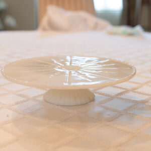 Vintage White Glass Cake Stand – 10” Diameter / 2.5” Height
