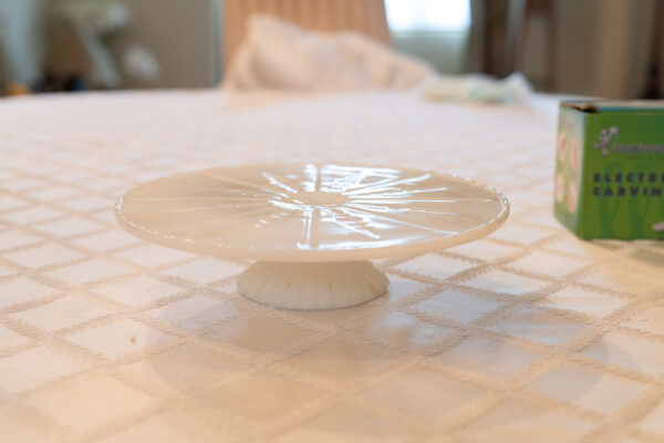 Vintage White Glass Cake Stand – 10” Diameter / 2.5” Height