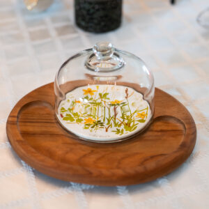 Wood Cheese Tray with Glass Dome Lid – 12” Length