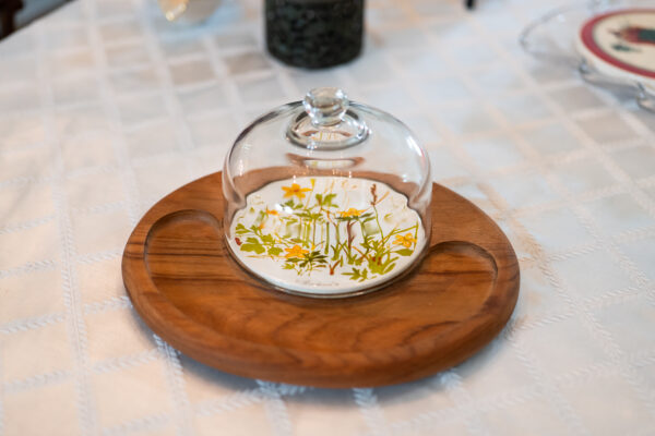 Wood Cheese Tray with Glass Dome Lid – 12” Length