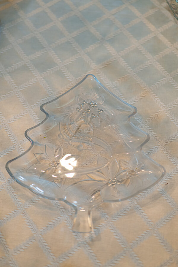 Glass Christmas Tree Serving Platter – 13.5”