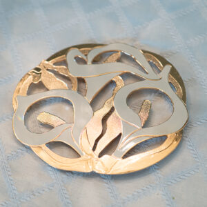 Vintage Brass & Enamel Flower Hot Plate Trivet