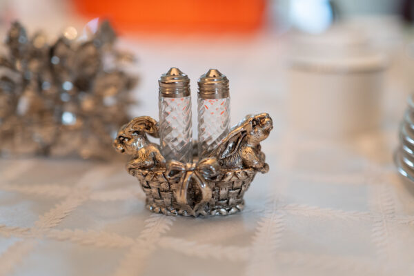 Arthur Court Bunny Salt & Pepper Shakers with Matching Napkin Holder