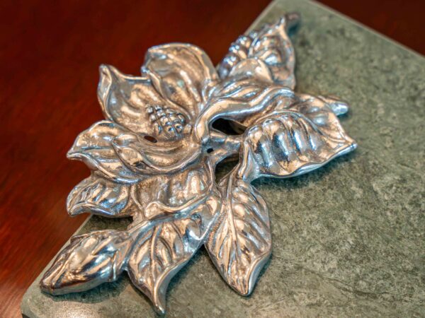 Elegant Rectangular Marble Tray With Signature Arthur Court Silver Floral Accents - Image 3