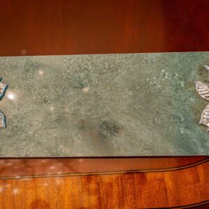 Elegant Rectangular Marble Tray With Signature Arthur Court Silver Floral Accents