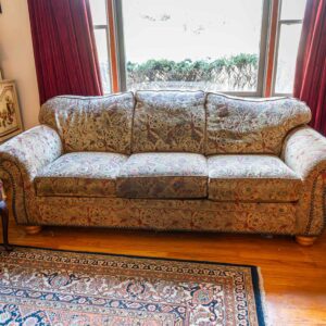 Flexsteel Floral Upholstered Sofa Couch Nailhead Trim Rolled Arm
