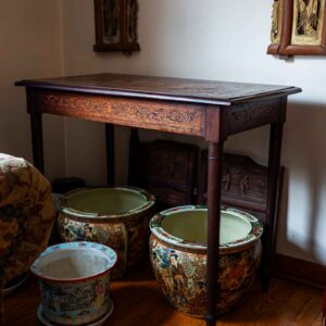 Oriental Carved Wood Console Table Vintage Asian Accent Table