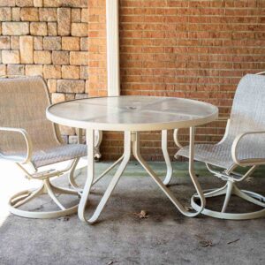 White Glass-Top Patio Dining Set