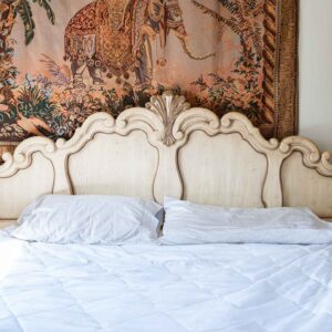 Light Wood King Size Headboard – Carved Vintage Style