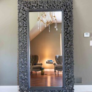 Large Ornate Silver Floor Mirror