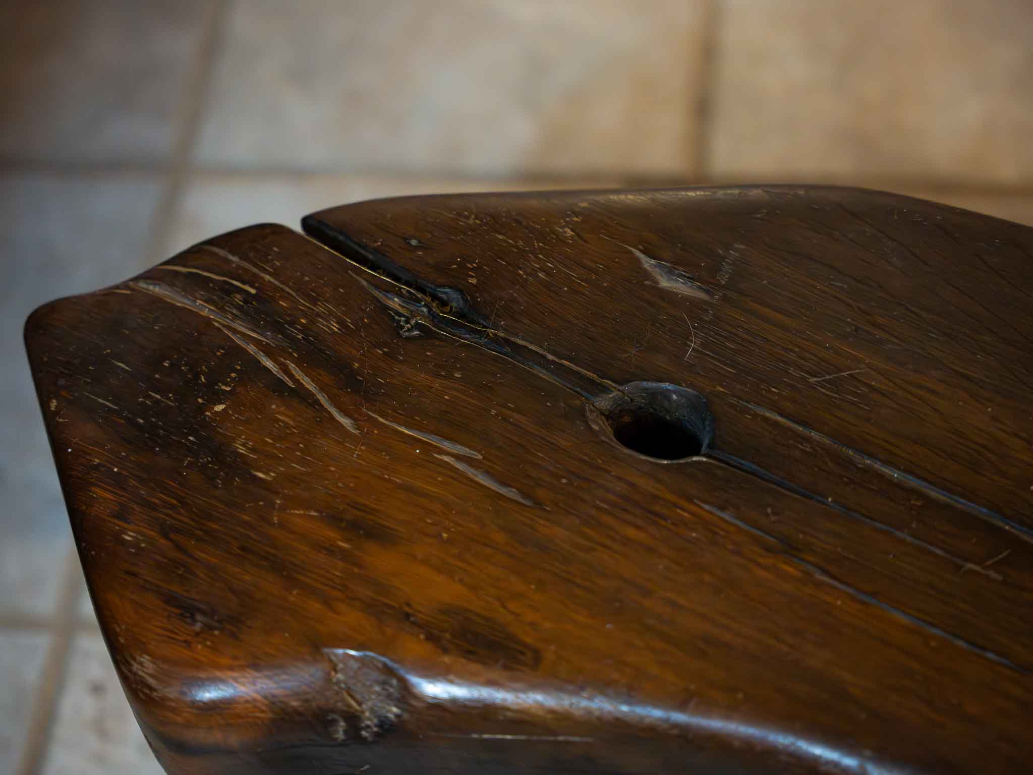 Antique Shipwreck Oak Bench – Milwaukee Belle 1886 – Live Edge w/ Cast Iron Legs - Image 5