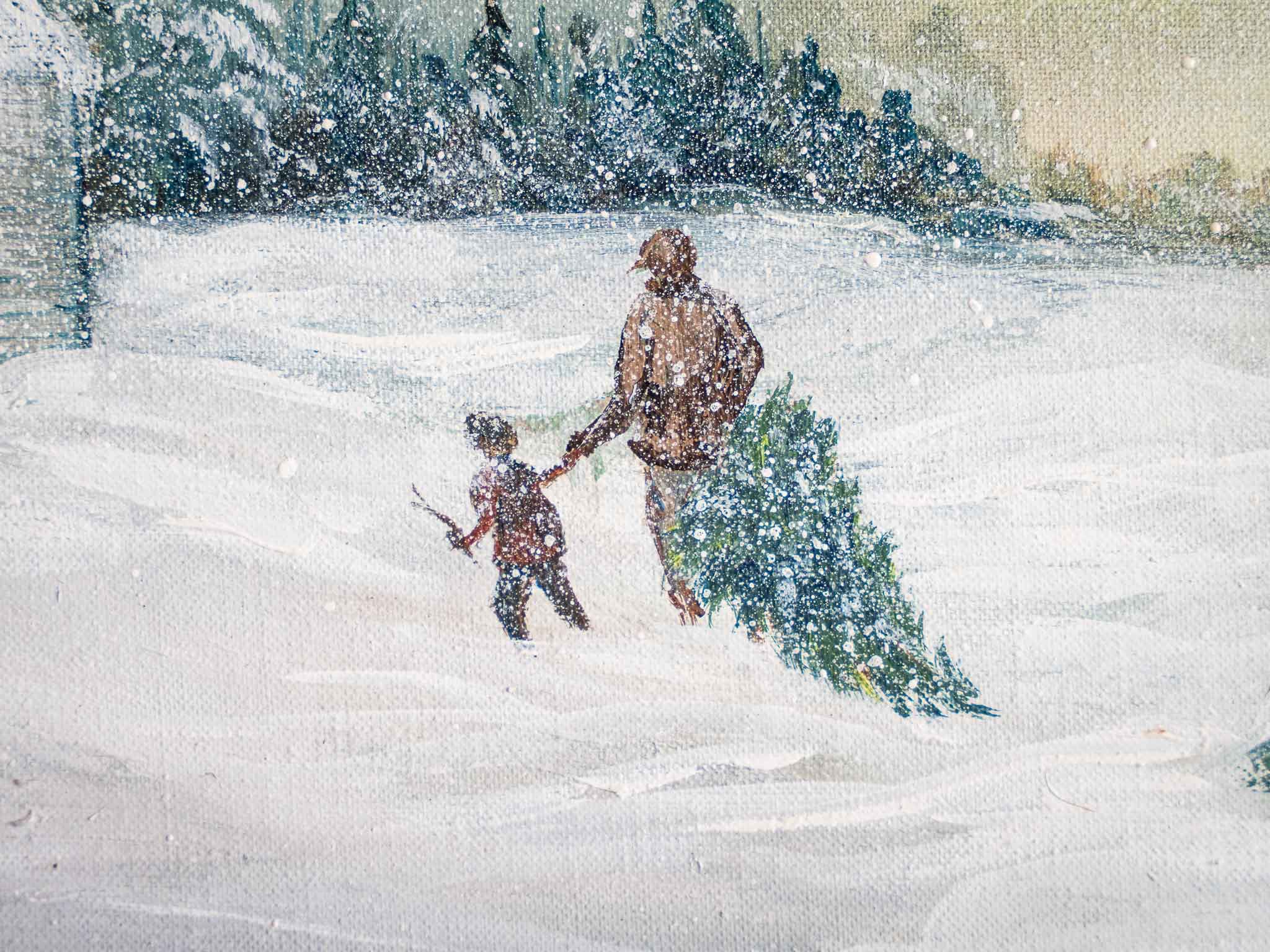 Framed Winter Church Painting by Jo Benson – Snow Landscape Scene - Image 4