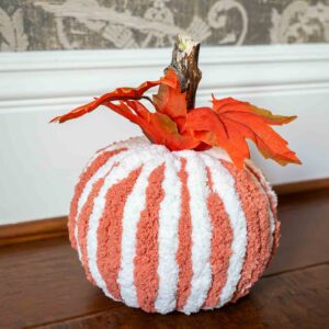 Plush Orange Striped Pumpkin