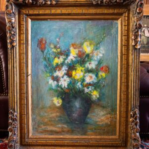 Framed Floral Still Life Painting by Lillian Rosenthal – Vintage Original Art