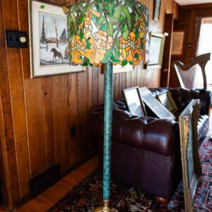 2012 - Tiffany-Style Stained Glass Floor Lamp with Marble Accent Base – Approx. 63” Tall