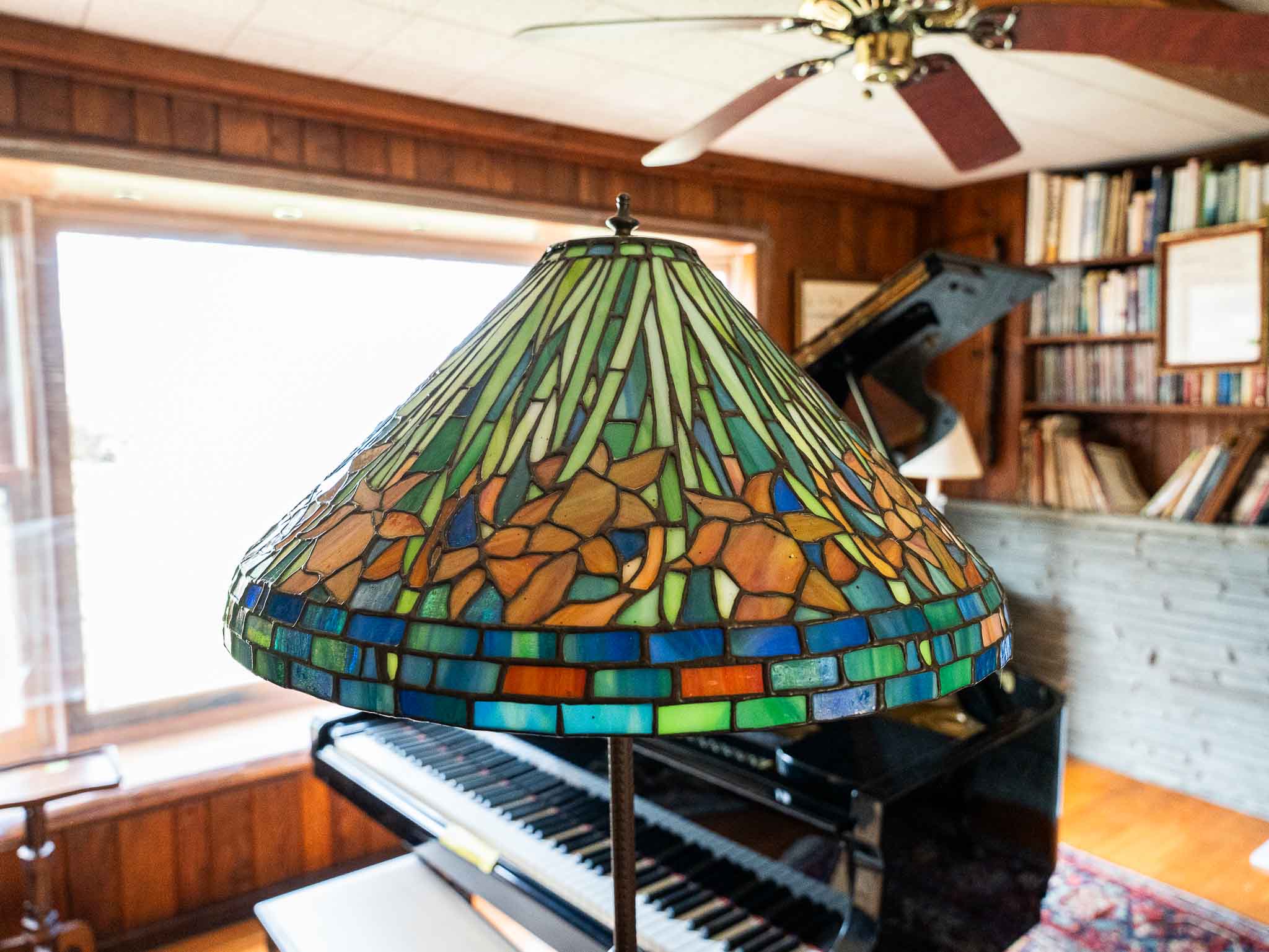 Large Tiffany-Style Stained Glass Floor Lamp – Multicolor Floral Shade – 64” Tall - Image 8