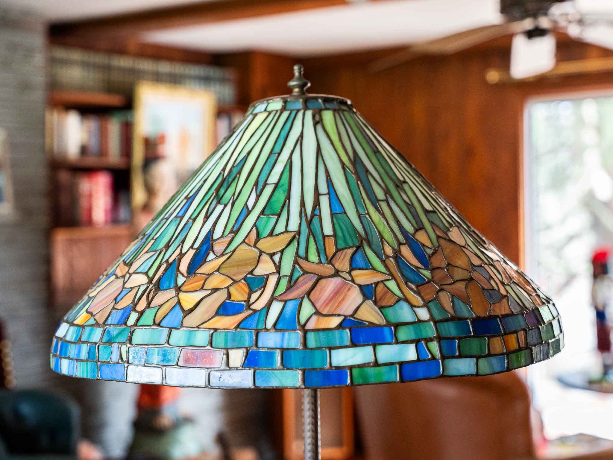 Large Tiffany-Style Stained Glass Floor Lamp – Multicolor Floral Shade – 64” Tall - Image 2