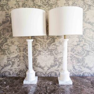 White Marble Column Table Lamps