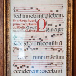 Antique Gregorian Chant Manuscript Leaf (Possibly 17th Century) – Framed Latin Liturgical Music
