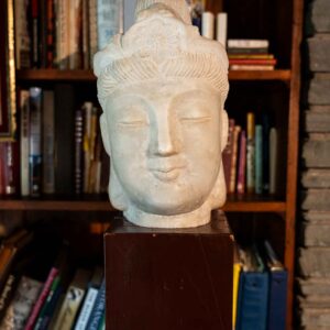 White Marble Guanyin Bust Sculpture on Stand – Asian Inspired Decorative Art