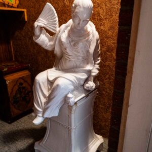 Large Ethan Allen Blanc de Chine Style Seated Figure Statue with Pedestal (38”)