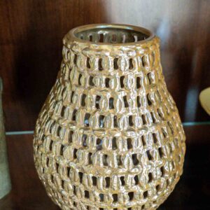 Gold Glazed Ceramic Woven Vase