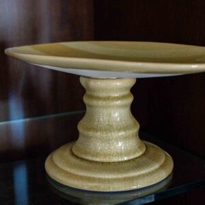 Yellow Crackle Glaze Pedestal Cake Stand