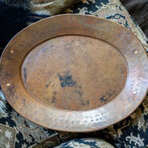 Hammered Copper Oval Serving Tray