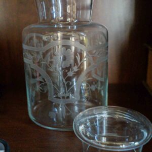 Etched Glass Floral Storage Jar