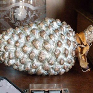 White and Gold Decorative Wooden Pinecone