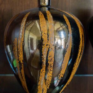 High-Gloss Black and Gold Decorative Vase