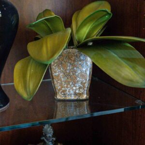 Ceramic Faux Plant in Gold Floral Vase