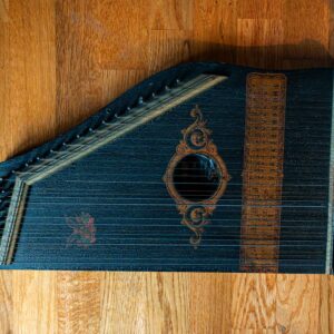 Antique Bavarian Zither Lap Harp – Black with Decorative Inlay (20”)