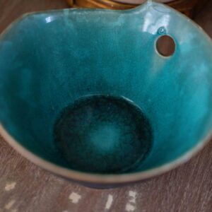 Teal and Black Ceramic Chopstick Bowl