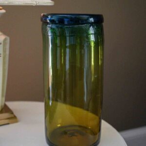 Large Green Glass Cylinder Vase