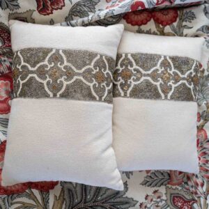 Beaded Cream Decorative Throw Pillows