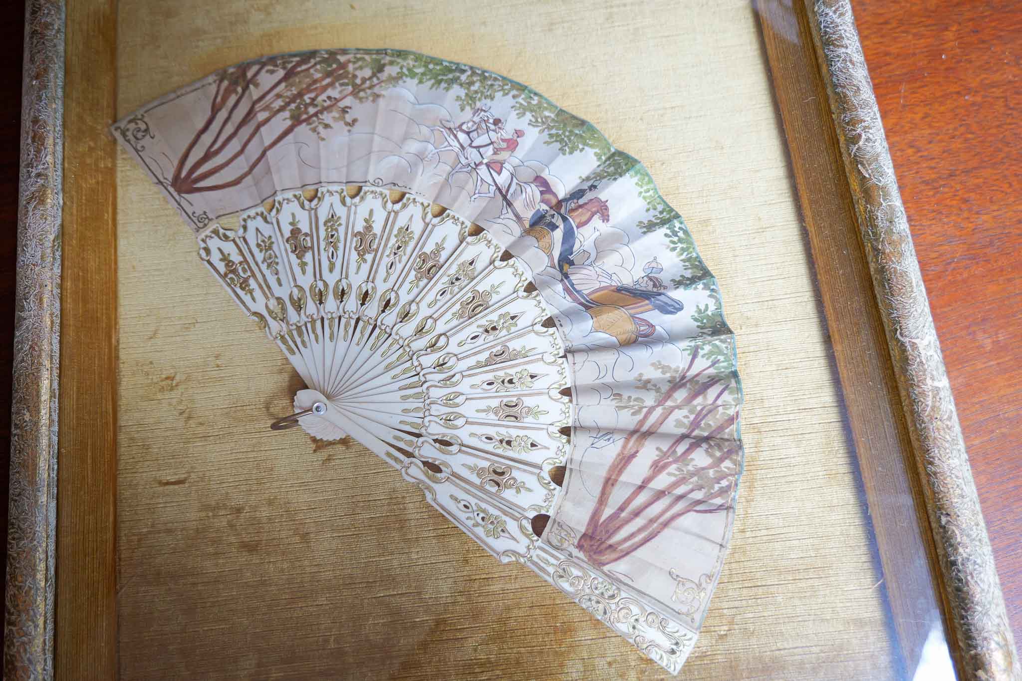 Antique Framed Hand Fan in Shadow Box Display Case (19” x 17”) - Image 3