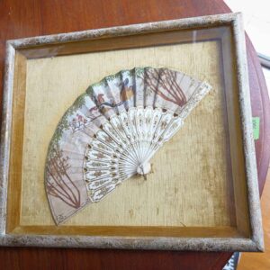 Antique Framed Hand Fan in Shadow Box Display Case (19” x 17”)