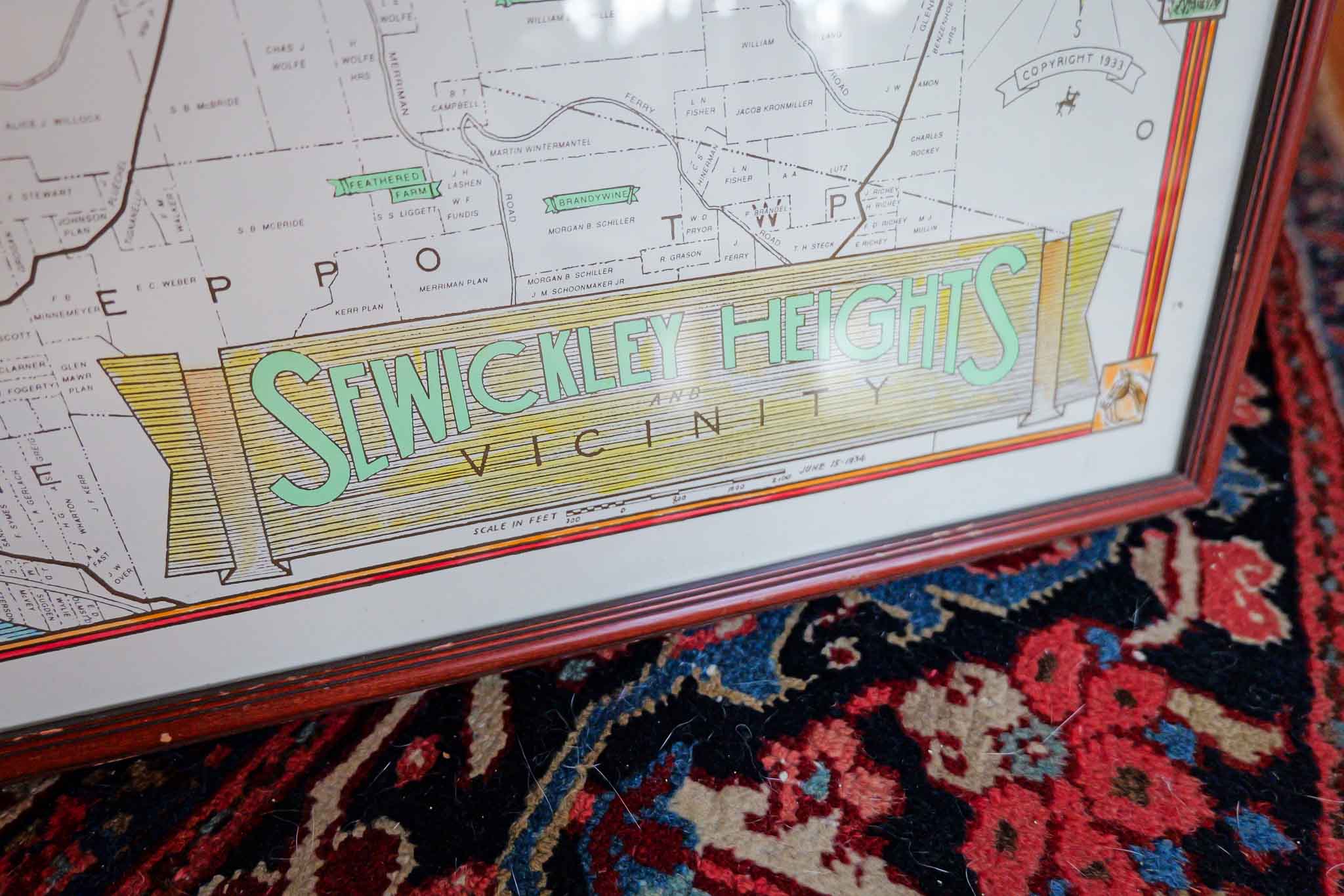 Framed Sewickley Heights & Vicinity Map – Decorative Local Map Artwork (26.75” x 26.75”) - Image 2