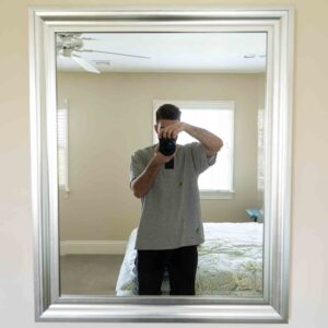 Silver-Tone Framed Wall Mirror