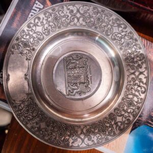 SKS Zinn Pewter Floral Heraldic Wall Plate