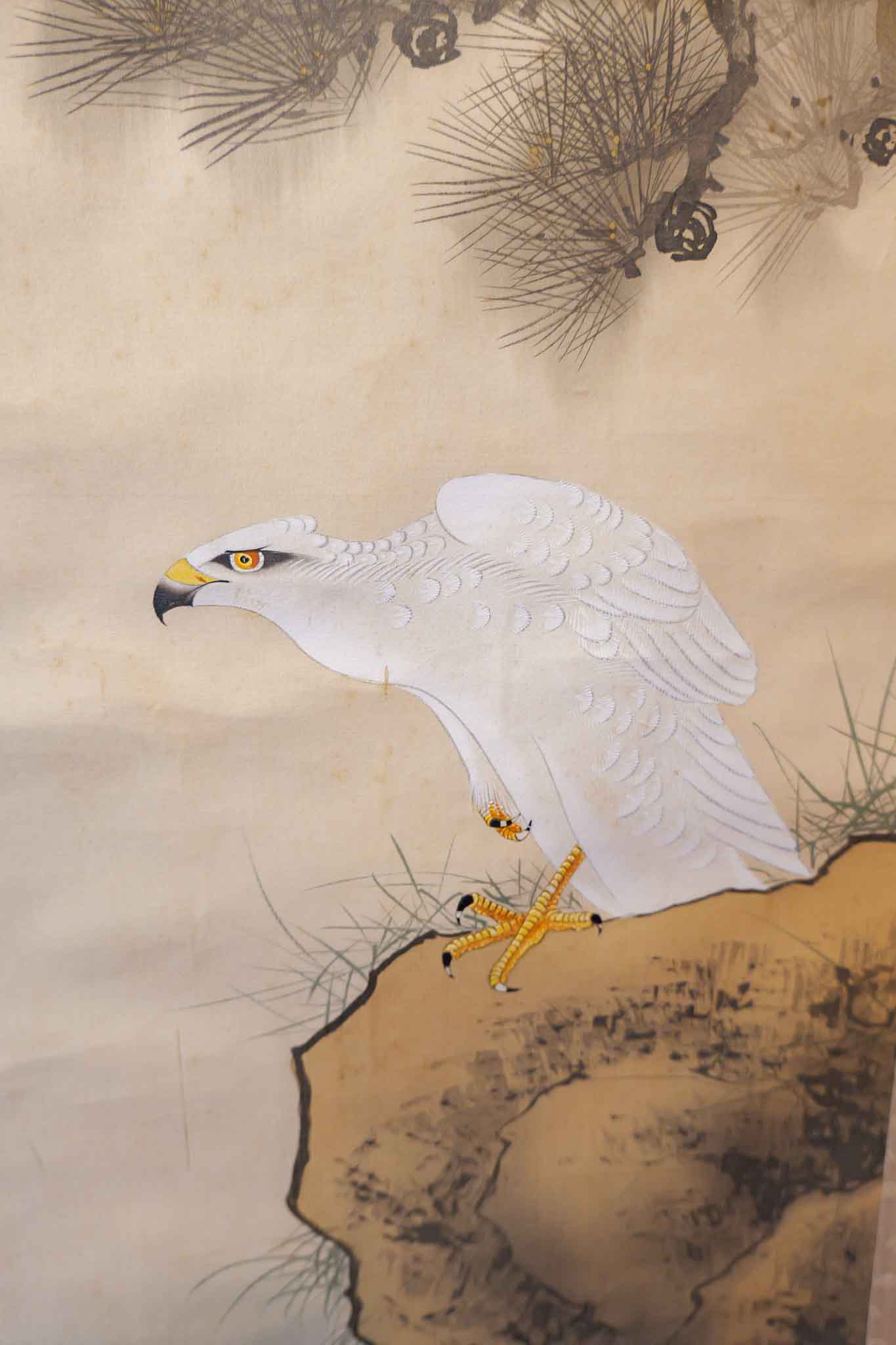 TRADITIONAL JAPANESE HANGING SCROLL – WHITE HAWK (KAKEMONO) - Image 3
