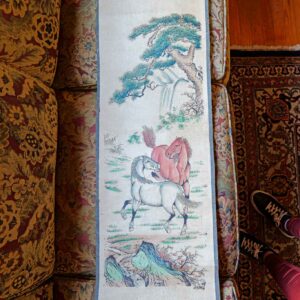 VINTAGE DECORATIVE CHINESE HANGING SCROLL – TWO HORSES