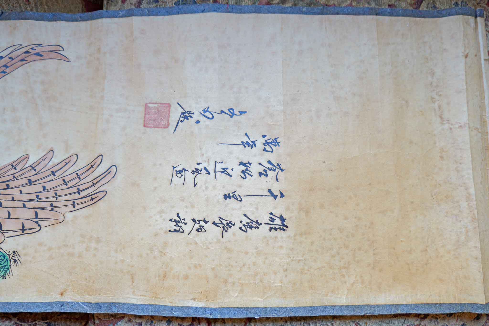 VINTAGE DECORATIVE CHINESE HANGING SCROLL – EAGLE ON BRANCH - Image 3