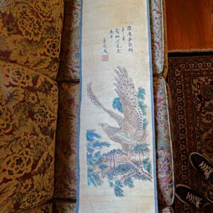 VINTAGE DECORATIVE CHINESE HANGING SCROLL – EAGLE ON BRANCH